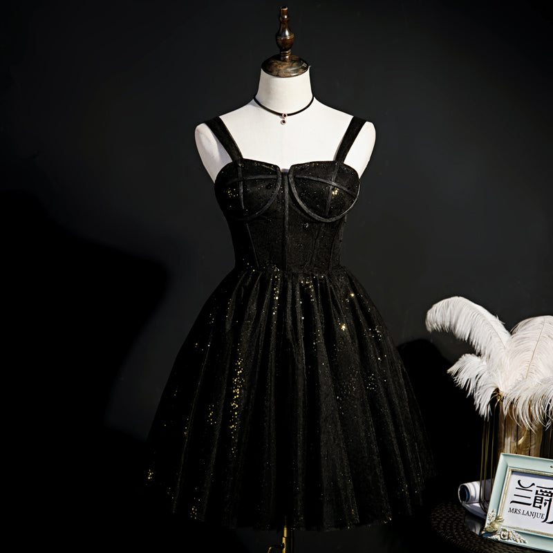 Chic A Line Straps Glitter Tulle Homecoming Dresses Y0308
