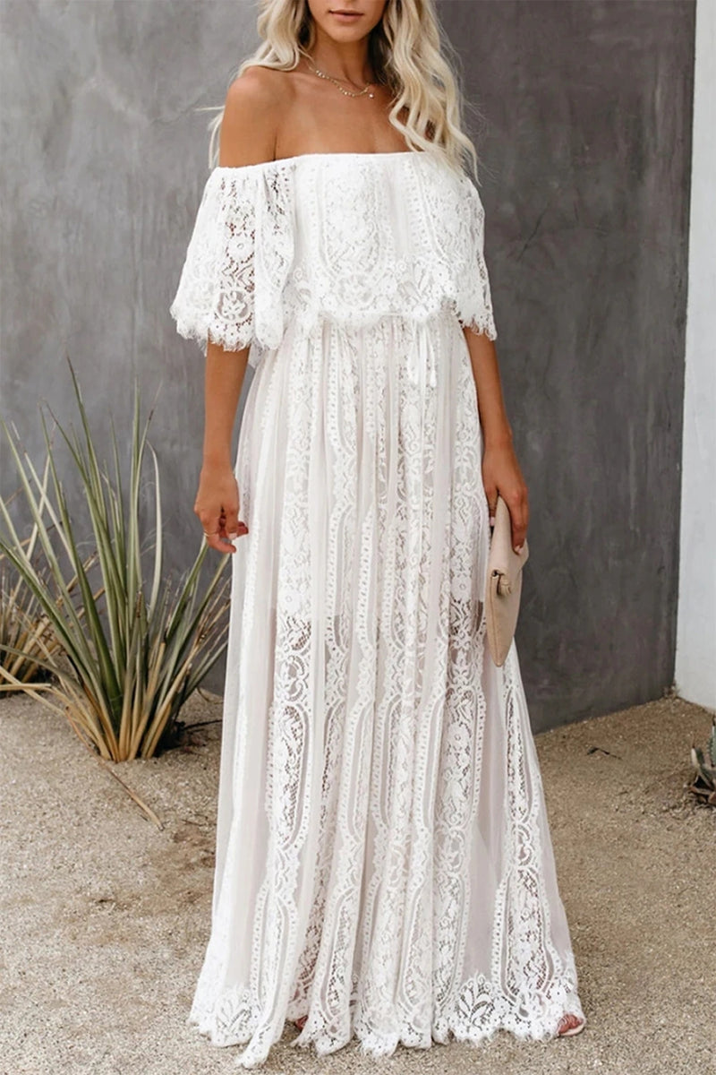Elegant Off The Shoulder Ivory Lace Beach Wedding Dresses Y0306 ...