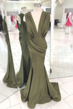 Deep V-Neck Zipper Back Long Sheath Prom Dresses Y0311