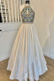 Chic Beautiful Long A Line Ivory Satin Beading Prom Dresses Elegant Event Dresses Y0316