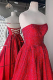 Amazing Strapless Lace Up Long Satin Prom Dress Pretty Party Dress Y0322