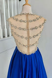 Pretty Royal Blue A Line Floor Length Long Prom Dress Women Dress Y0332