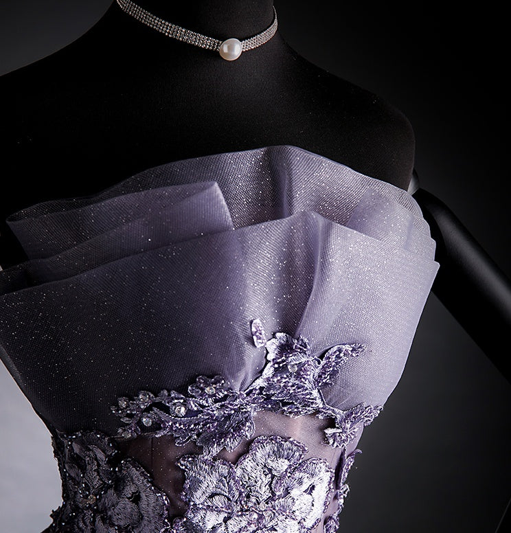 New Arrival Strapless Sequin Shiny Long Prom Dresses With Appliques Y0327