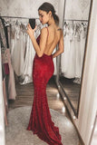 Charming Spaghetti Straps Backless Sequin Shiny Party Prom Dresses Y0330