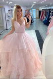 Girly Spaghetti Straps Pink V-Neck Princess Prom Dresses Cute Dresses Y0341