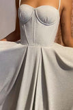 Glitter Spaghetti Straps Sweetheart Long Prom Dresses With Pockets
