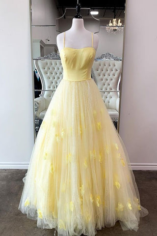 Stunning Spaghetti Straps Daffodil Long Princess Prom Dress Y0344