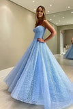 Stunning Sweetheart Light Blue Long A Line Prom Dress Y0405