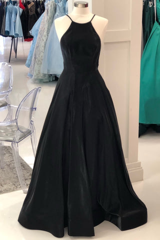 Black Long A Line Prom Dresses Sleeveless Party Gowns Y0349
