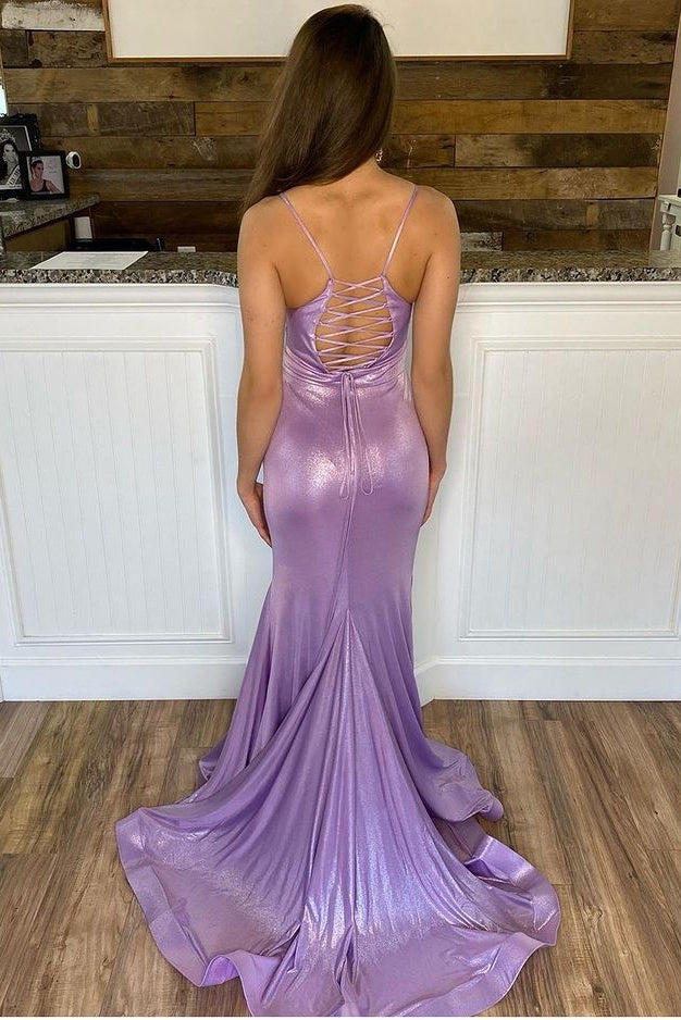 Spaghetti Straps Long Mermaid Prom Dress Cute Dress Y0356
