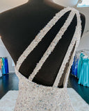 Charming One Shoulder Sequin Shiny Long Side Split Prom Dresses Y0363