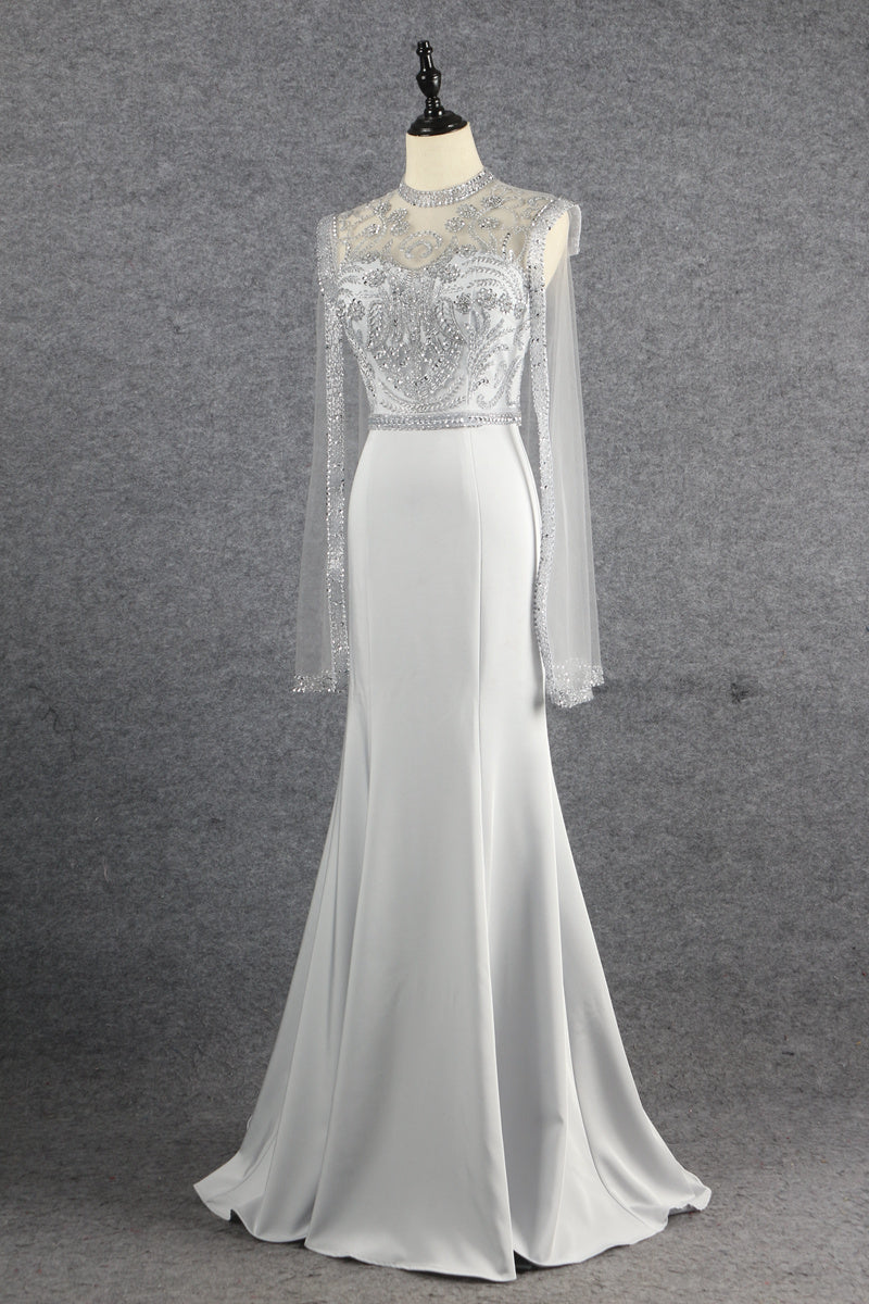 Gorgeous Mermaid Beading Zipper Back Long Prom Dresses Y0377