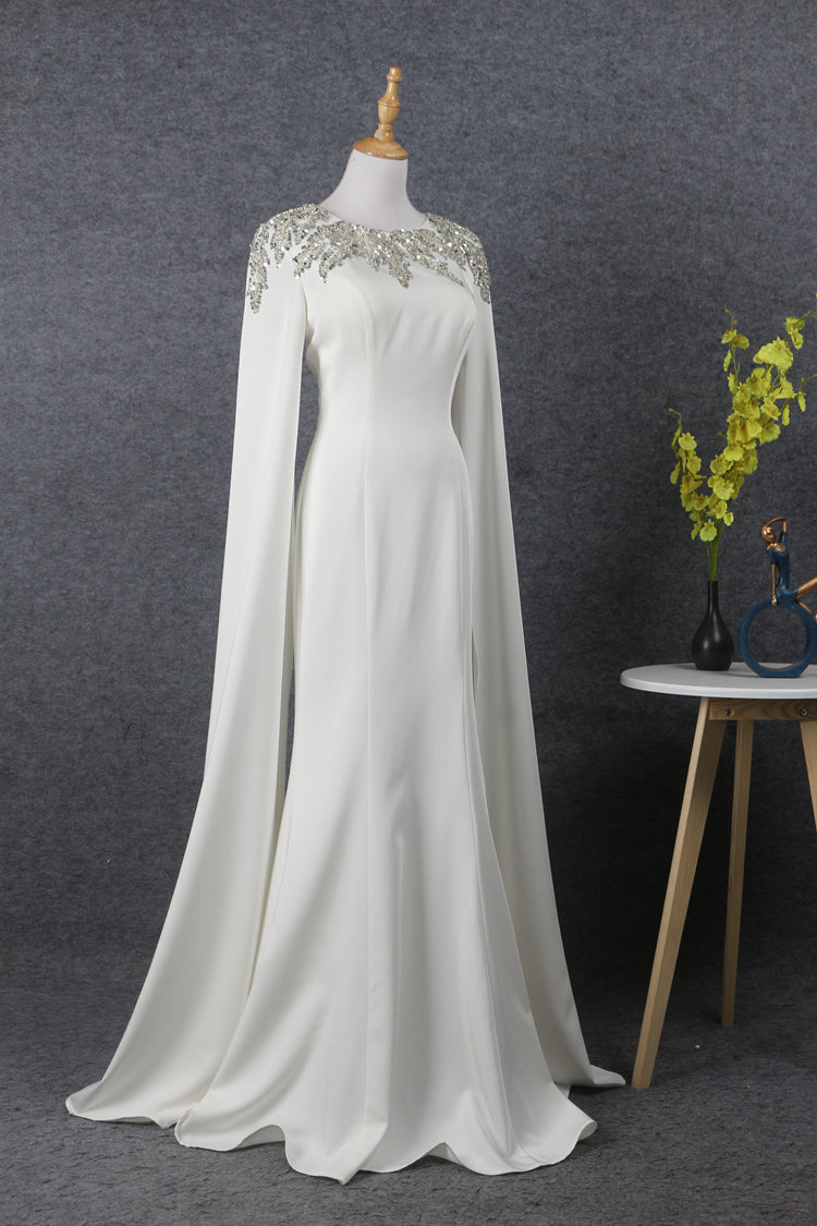 Long Sleeves   Scoop Neckline Beading Long Prom Dresses Y0383