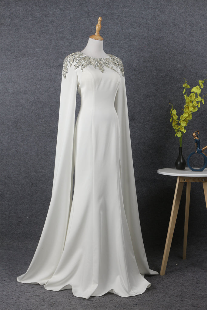 Long Sleeves Scoop Neckline Beading Long Prom Dresses Y0383 ...