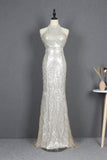 Pretty Halter Open Back Sheath Sequin Beading Long Prom Dresses Y0388