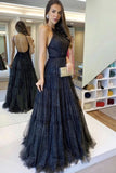 Pretty Backless A Line Long Spaghetti Straps Prom Dresses Y0408