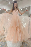 Beautiful Spaghetti Straps Long Pink Prom Dresses For Teen Y0409