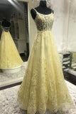 Elegant Spaghetti Straps A Line Long Prom Dresses For Teens Y0412