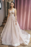 Spaghetti Straps Sweetheart Shiny Princess Dresses Long Prom Dresses Y0429