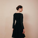 Elegant V-Neck Long Sleeves Chiffon Black Short Prom Dresses Y231048