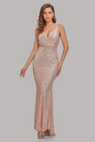 Glitter Spaghetti Straps Mermaid Long Prom Dresses YTW00031