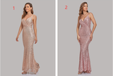 Glitter Spaghetti Straps Mermaid Long Prom Dresses YTW00031