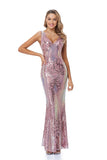Glitter V-Neck Zipper Back Green Long Sequin Prom Dresses YTW0026