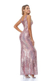 Glitter V-Neck Zipper Back Green Long Sequin Prom Dresses YTW0026