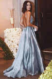 Spaghetti Strap Backless Prom Dresses Sexy V-Neck Party Dresses N0722