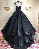 Long Black Sweetheart Prom Dresses with Train Charming Long Ruched Evening Dresses N1287