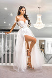 Elegant Off-the-shoulder Sweetheart Appliques Tulle Wedding Dresses N046