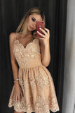 Spaghetti Strap Short Prom Dresses with Appliques Lace Appliqued Homecoming Dresses N1530