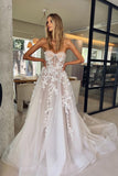 A Line Sweetheart Tulle Wedding Dresses with Appliques N033