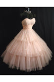 Sweetheart Pink Tulle Homecoming Dresses Puffy Strapless Short Prom Dresses N1067