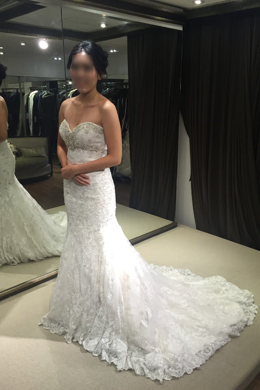 White Mermaid Sweetheart Lace Bridal Dresses with Beads,Sexy Beach Wedding Dresses,N469