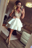 See-through Sexy Lace Top Sleeveless Tiered Homecoming Dresses