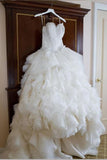 Gorgeous Ivory Sweetheart Sweep Train Layers Ruffles Wedding Dresses,Princess Bridal Dress,N478
