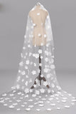 Unique Flower Chapel Length 1 Tier Wedding Bridal Veil+Comb,Wedding Veils,V010