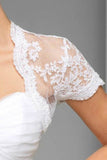 Short Sleeve Scalloped Top Lace Bridal Jacket Lace Wedding Jacket JK003