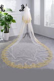 Luxury 3.5 Meters Gold Lace Edge Two Layers Long Wedding Veils with Comb,V008