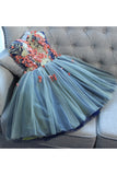 A Line Sweetheart Tulle Mini Homecoming Dresses with Flowers N914