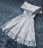 Off the Shoulder A Line Silver Gray Homecoming Dresses N921