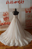 Gorgeous Sweetheart Tulle Wedding Dresses with Lace Appliques Strapless Bridal Dresses N1165