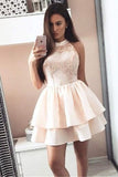 A Line Sleeveless Two Layers Appliques Homecoming Dresses