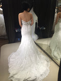 Mermaid Sweetheart Lace Bridal Dresses with Beads Sexy Beach Wedding Dresses N469