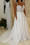 Ivory Spaghetti Strap Lace Top Wedding Dresses A Line Sweetheart Beach Wedding Dresses