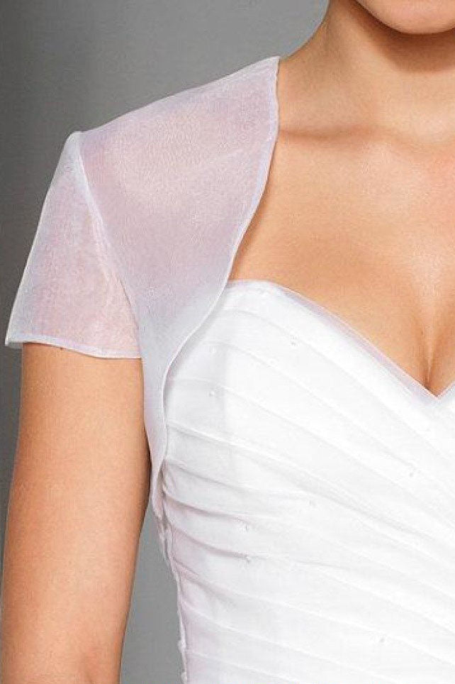 Short Sleeve Illusion Organza Weeding Jacket  Bridal Jackets JK008