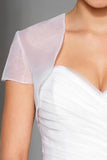 Short Sleeve Illusion Organza Weeding Jacket  Bridal Jackets JK008