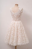 A Line Ivory Lace Sleeveless Homecoming Dress N1041