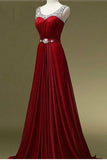 A Line Scoop Sleeveless Long Bridesmaid Dresses with Sequins Bridesmaid Dresses N864